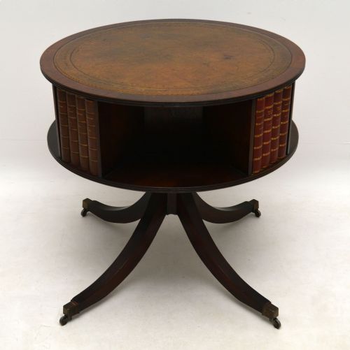 Antique Mahogany & Leather Drum Table