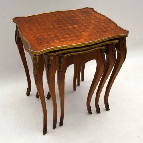 Antique French Parquetry Nest of 3 Tables
