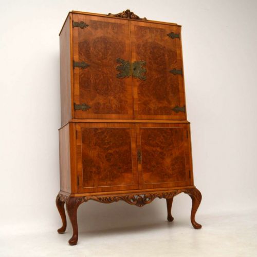 Antique Burr Walnut Cocktail Drinks Cabinet