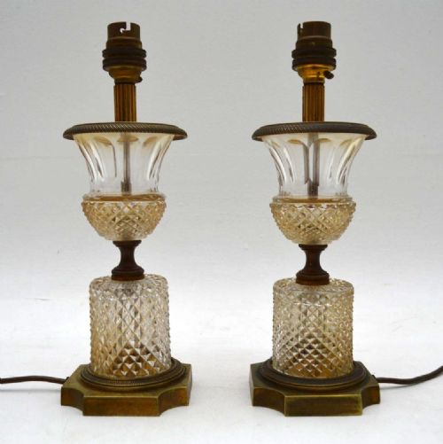 Pair of Antique Crystal Table Lamps