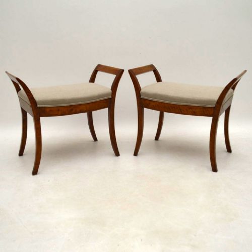 Pair of Antique Swedish Satin Birch Stools