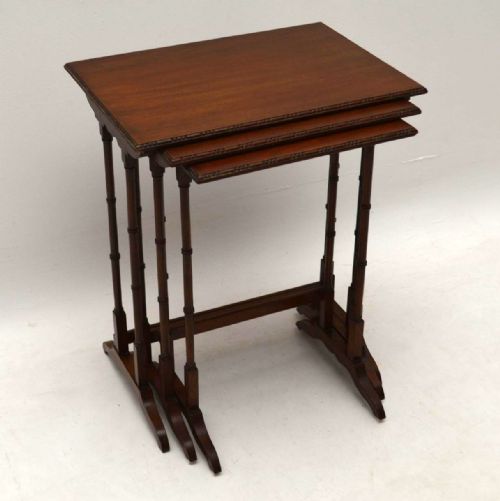 Antique Edwardian Mahogany Nest of Three Tables