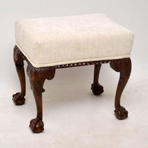 Antique Carved Mahogany Stool
