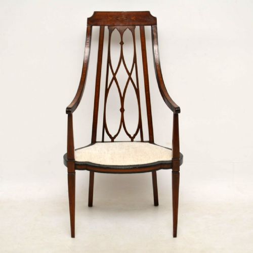 Antique Edwardian Inlaid Mahogany Armchair