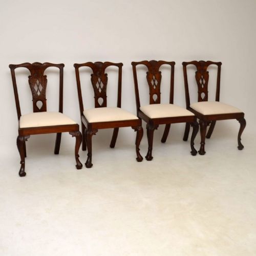 Set of Four Antique Mahogany Chippendale Dining Chairs