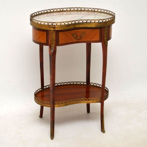 Antique French Marble Top Kidney Side Table