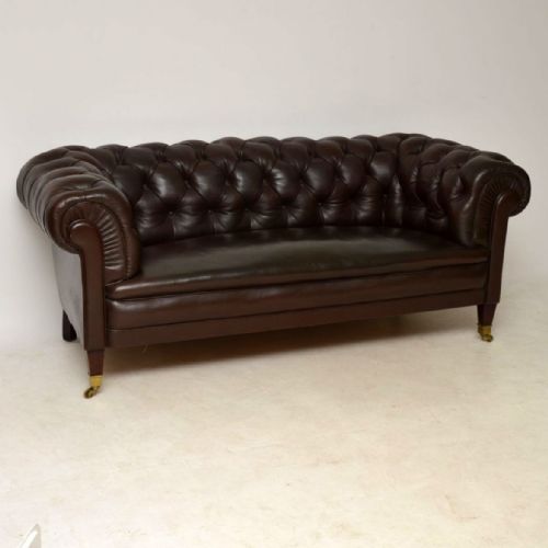 Antique Swedish Leather Chesterfield Sofa