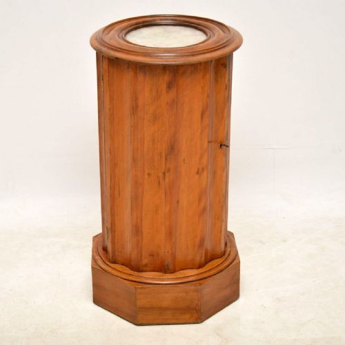 Antique Victorian Satin Wood Marble Top Pot Cupboard
