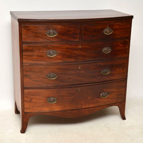 Antique Georgian III Mahogany Bow Fronted Chest of Drawers