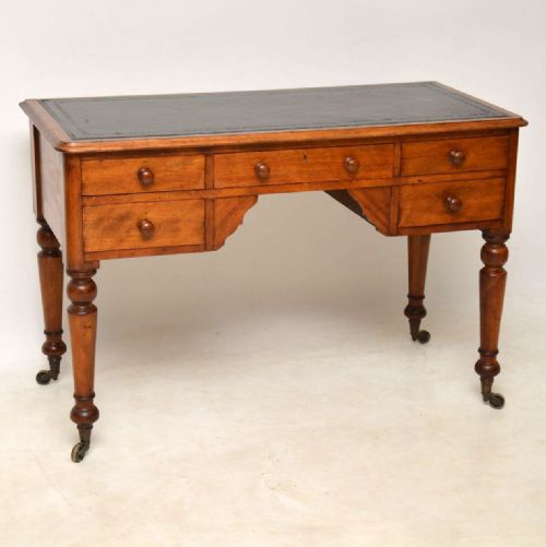 Antique Satin Birch Leather Top Desk