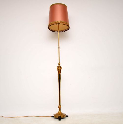 Antique French Gilt Metal Telescopic Standard Lamp