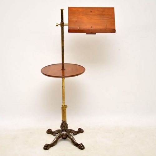 Antique Victorian Mahogany & Brass Reading Table
