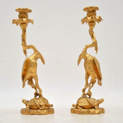 Pair of Antique Gilt Bronze Candlesticks