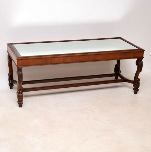 Antique Mirrored Top Mahogany Coffee Table