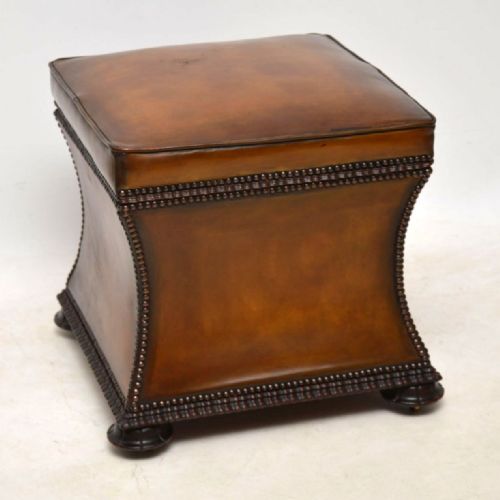 Antique William IV Studded Leather Ottoman Stool