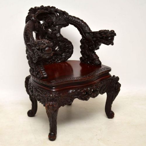 Antique Carved Hardwood Chinese Armchair
