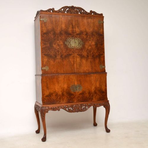 Antique Burr Walnut Cocktail Cabinet