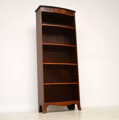 Antique Inlaid Mahogany Open Bookcase