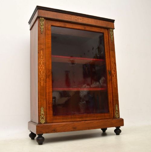 Antique Victorian Inlaid Walnut Pier Cabinet