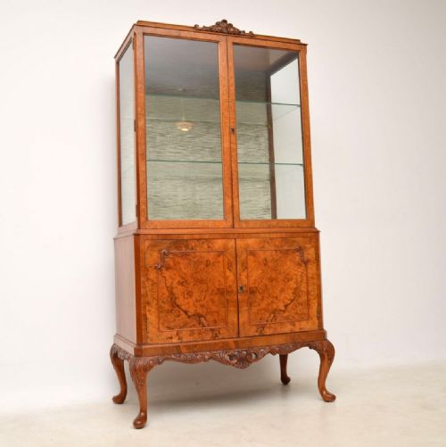 Antique Burr Walnut Display Cabinet