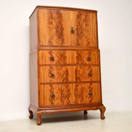 Antique Flame Mahogany Cabinet on Chest