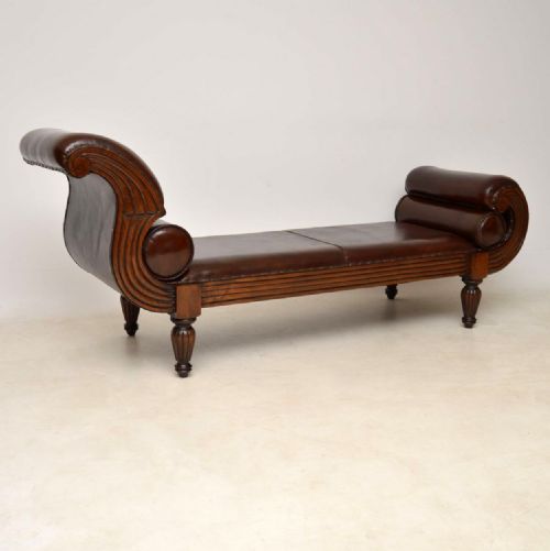 Antique Swedish Leather Chaise Lounge