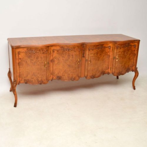 Long Shaped Antique Burr Walnut Sideboard