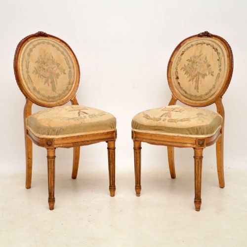 Pair of Antique French Gilt Wood Side Chairs
