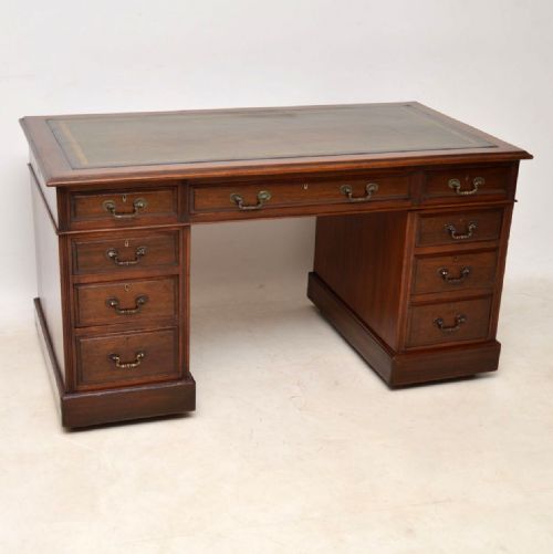 Antique Victorian Mahogany Pedestal Desk