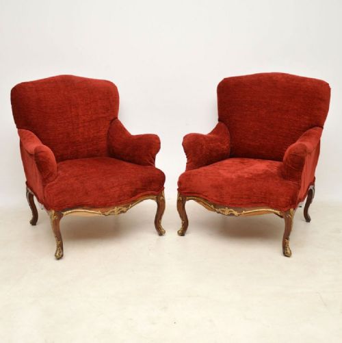 Pair of Antique Rosewood Upholstered Armchairs