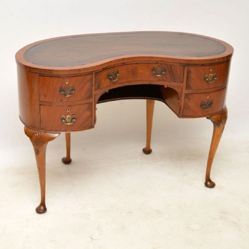 Antique Mahogany Leather Top Kidney Desk