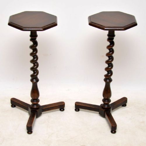 Pair of Antique Mahogany Barley Twist Side Tables