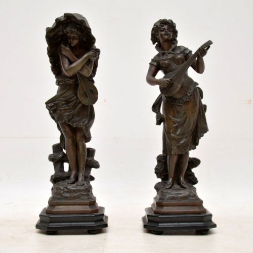 Pair of Antique Victorian Spelter Figurines