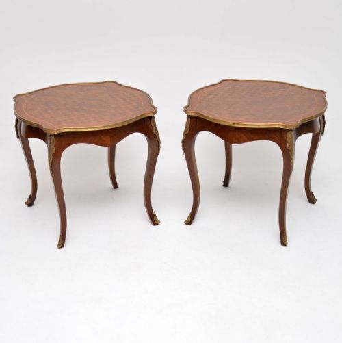 Pair of Antique French Parquetry Top Side Tables