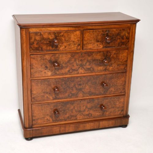 Large Antique Victorian Burr Walnut Chest of Drawers
