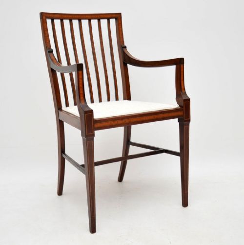 Antique Edwardian Inlaid Mahogany Armchair