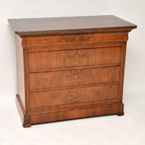 Antique French Marble Top Walnut Commode