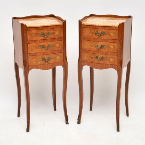 Pair of Antique French Marble Top Bedside or Lamp Tables