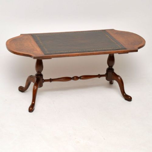 Antique Walnut Leather Topped Coffee Table