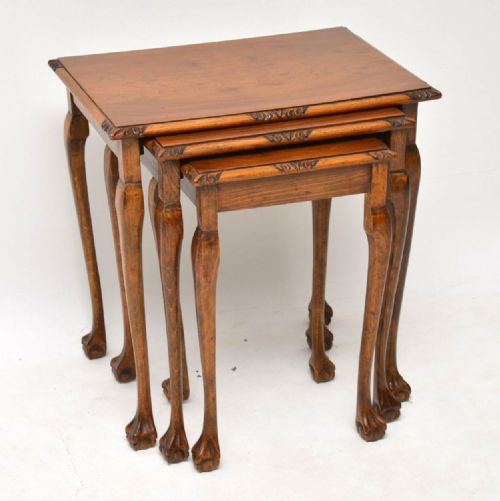 Antique Figured Walnut Nest of Three Tables