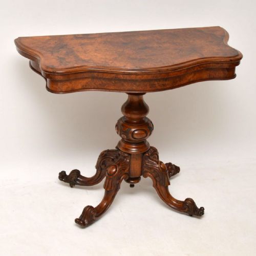 Antique Victorian Burr Walnut Card Table