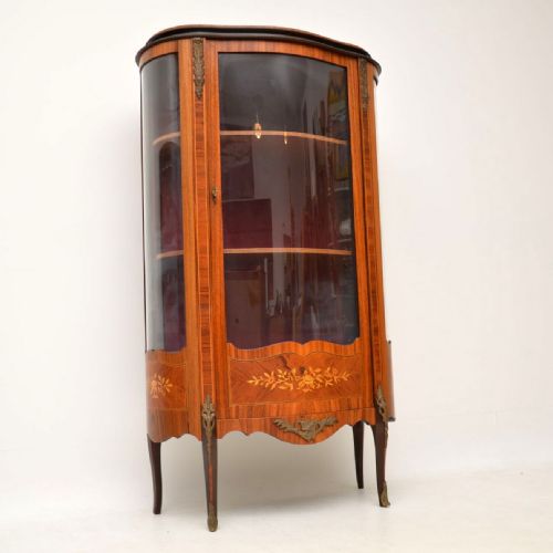 Antique French Inlaid Marquetry Display Cabinet