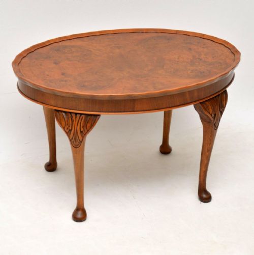 Antique Burr Walnut Pie Crust Coffee Table