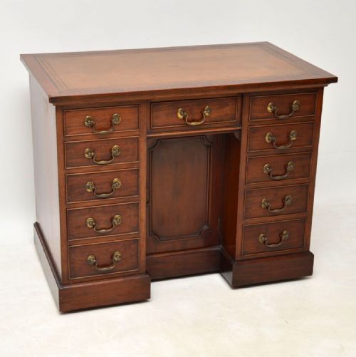 Antique Mahogany Leather Top Knee Hole Desk