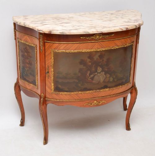 Antique French Marble Top Painted Cabinet