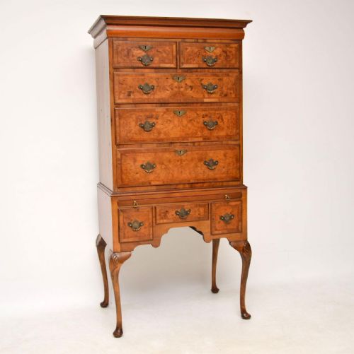 Antique Burr Walnut Tallboy Chest on Chest