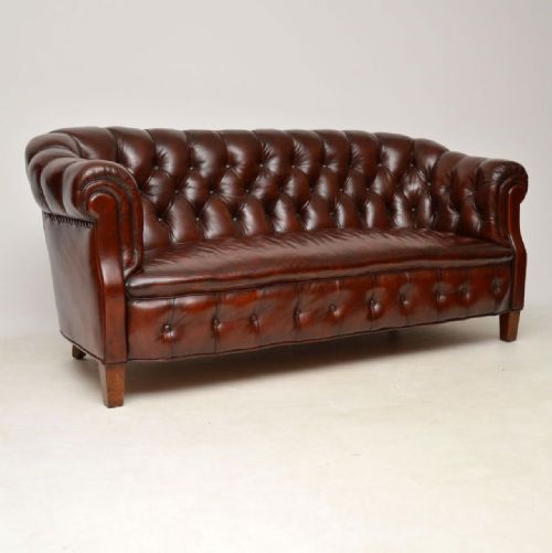 Antique Deep Buttoned Leather Chesterfield Sofa