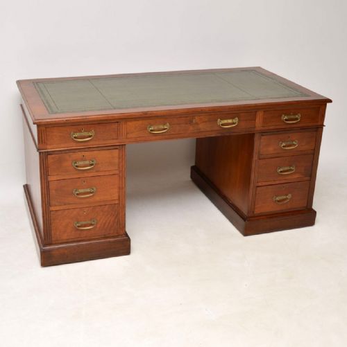 Antique Victorian Walnut Pedestal Desk