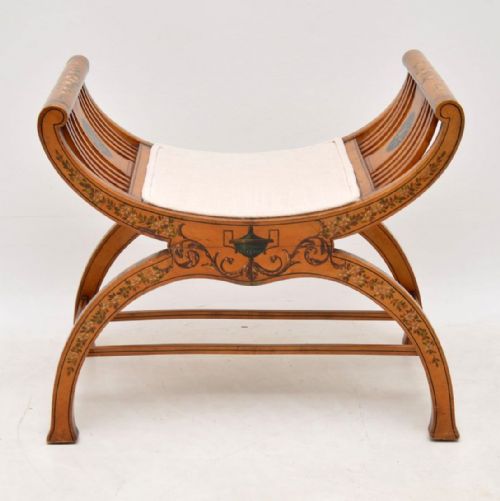 fig 4. Antique Painted Satinwood Gondola Stool by Druce & Co