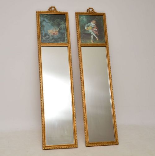 Pair of Antique Decorative Gilt Wood Mirrors